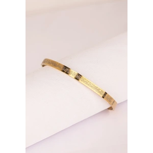 Altın Renk Unisex Ayetel Kürsi Nalı Şerif Yazılı Çelik Bileklik Ayarlanabilir Paslanmaz Kararmaz