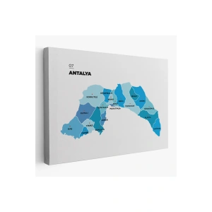 Antalya   İli ve İlçeler Haritası  Dekoratif Kanvas Tablo 1267