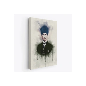 Atatürk Portre Tablosu Mustafa Kemal Atatürk Dikdörtgen Dekoratif Kanvas Tablo-CZ-77