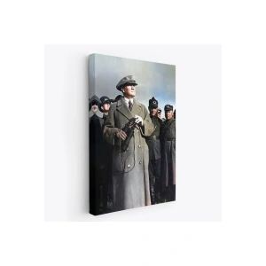 Atatürk Portre Tablosu Mustafa Kemal Atatürk Dikdörtgen Dekoratif Kanvas Tablo-FG-131