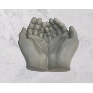 Avuç İçi El Sanatı Dekoratif Tabak 15x15 cm Gri