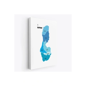 Batman İli ve İlçeler Haritası  Dekoratif Kanvas Tablo 1287