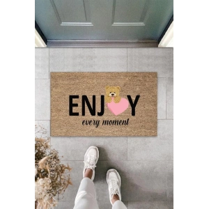Bej Kapı Önü Paspası Enjoy Ever Moment Ayıcık Desen  K-3351