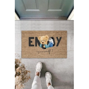 Bej Kapı Önü Paspası Enjoy Yourself Ayıcık Desen  K-3337