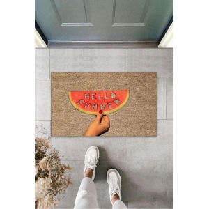 Bej Kapı Önü Paspası Hello Summer Dilim Karpuz Desen  K-3264