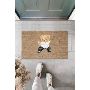 Bej Kapı Önü Paspası Karateci Ayıcık Desen  K-3341