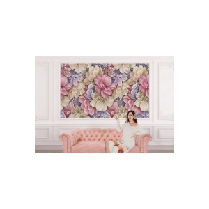 Büyük Yapraklı Dekoratif Desenli Çiçek Duvar Kağıdı-5632