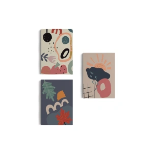 Çağdaş, Modern, Soyut Pastel 3 lü Duvar Tabblo Seti-AI-9