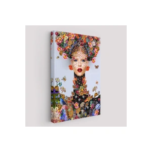 Çiçek ve Kadın Temalı Dekoratif Duvar Tablosu-6338