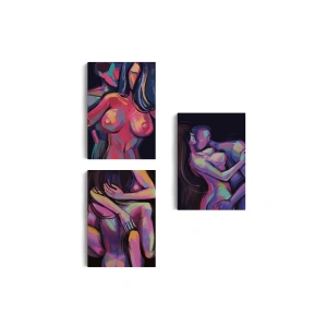 Çıplak Sevgililer Dekoratif Duvar Tablosu Üçlü Set-EO-113