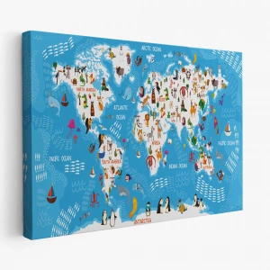 Cocuk Odası Hayvan Desenli Dekoratif Kanvas Tablo 1074