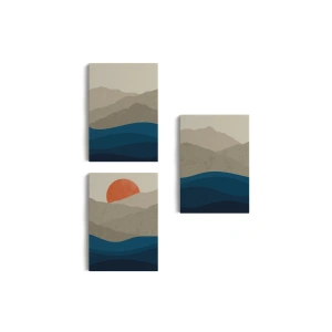 Dağ Ve Deniz Temalı Dekoratif Duvar Tablosu Üçlü Set-EB-101