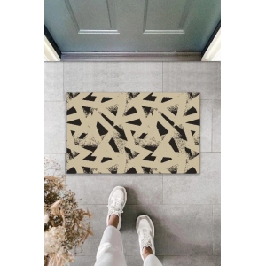 Dekoratif Dijital Baskı Kahverengi Geometrik Dış Mekan Paspas K-2096