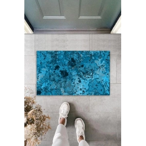 Dekoratif Dijital Baskı Mavi Batik Dış Mekan Paspas K-2095