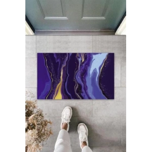 Dekoratif Dijital Modern Dalgalı Açık Mavi Kapı Paspası Dış Mekan Paspas K-3111