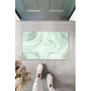 Dekoratif Dijital Modern Dalgalı Turkuaz Yeşil Kapı Paspası Dış Mekan Paspas K-3124
