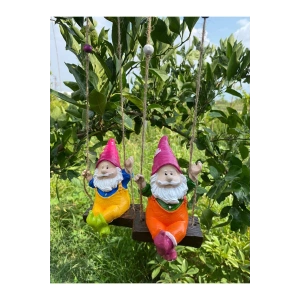 Dekoratif Sallanan Cüce Bahçe Balkon Süsü 9 X 13 cm Ikili Takım