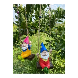 Dekoratif Sallanan Cüce Bahçe Balkon Süsü (9 X 13 Cm) Ikili Takım