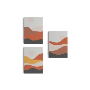 Deniz ve Dağ Manzaralı Dekoratif Duvar Tablosu Üçlü Set-EC-102