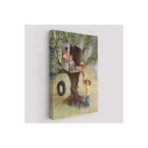 Dianne Dengel Ağaç Evde Oynayan Çocuklar Tablosu-6262
