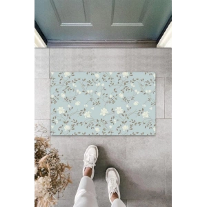 Dijital Baskı Açık Mavi Çoklu Çiçek Kapı Paspası