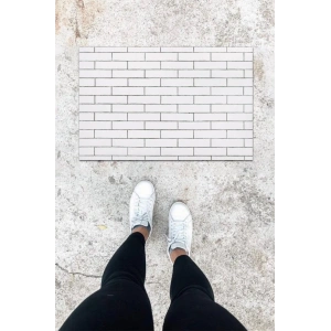 Dijital Baskı Beyaz Taş Duvar Desen Kapı Önü Paspası K-1061