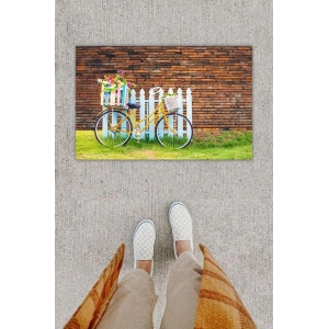 Dijital Baskı Dekoratif Bisiklet Çok Renkli Kapı Önü Paspası K-1267