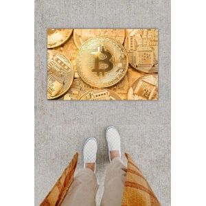 Dijital Baskı Dekoratif Bitcoin Gold Kapı Önü Paspası K-1278