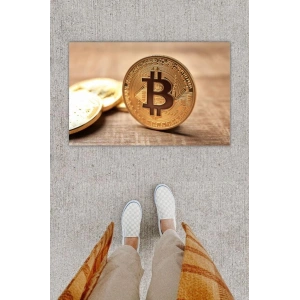 Dijital Baskı Dekoratif Bitcoin Pudra Kapı Önü Paspası K-1280