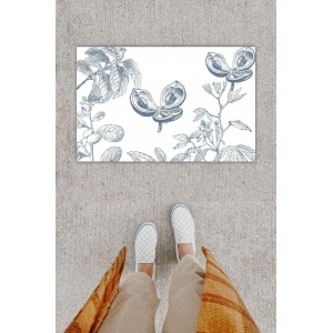 Dijital Baskı Dekoratif Çiçek Krem Kapı Önü Paspası K-1271