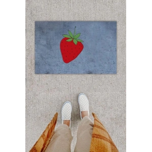 Dijital Baskı Dekoratif Çilek Antrasit Kapı Önü Paspası K-1297