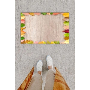 Dijital Baskı Dekoratif Çoklu Yaprak Gri Kapı Önü Paspası K-1233