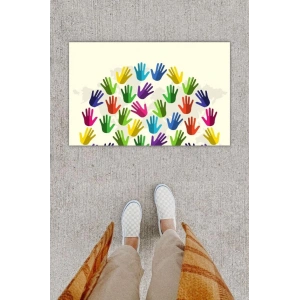 Dijital Baskı Dekoratif El Çok Renkli Kapı Önü Paspası K-1259