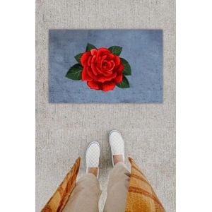 Dijital Baskı Dekoratif Gül Antrasit Kapı Önü Paspası K-1295