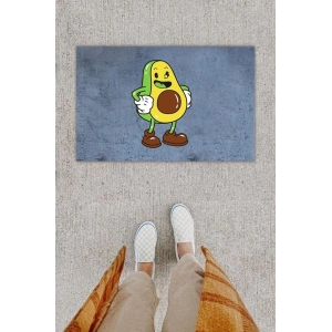 Dijital Baskı Dekoratif Gülen Avakado Antrasit Kapı Önü Paspası K-1298