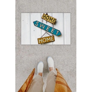 Dijital Baskı Dekoratif Home Sweet Home Beyaz Kapı Önü Paspası K-1229
