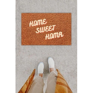 Dijital Baskı Dekoratif Home Sweet Home Kahverengi Kapı Önü Paspası K-1236