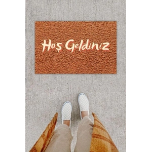 Dijital Baskı Dekoratif Hoş Geldiniz Kahverengi Kapı Önü Paspası K-1231