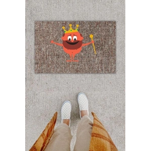 Dijital Baskı Dekoratif Kral Gri Kapı Önü Paspası K-1288