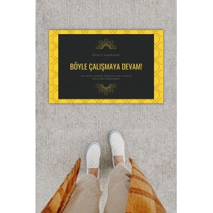Dijital Baskı Dekoratif Not: Bence Harikasın Sarı-Siyah Kapı Önü Paspası K-1275