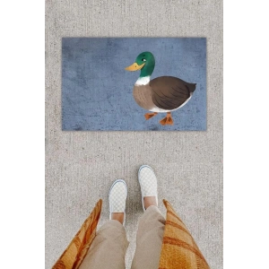 Dijital Baskı Dekoratif Ördek Antrasit Kapı Önü Paspası K-1293