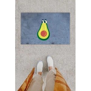 Dijital Baskı Dekoratif Şaşkın Avakado Antrasit Kapı Önü Paspası K-1299