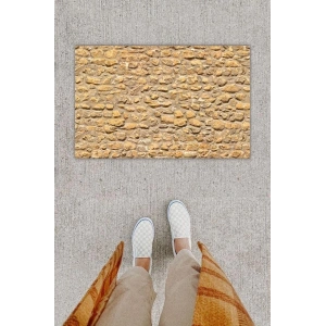 Dijital Baskı Dekoratif Taş Duvar Bej Kapı Önü Paspası K-1264