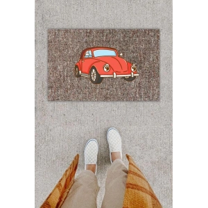 Dijital Baskı Dekoratif Vosvos Kırmızı Kapı Önü Paspası K-1281