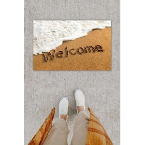 Dijital Baskı Dekoratif Welcome Beyaz Kapı Önü Paspası K-1253