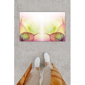 Dijital Baskı Dekoratif Yaprak Pembe Kapı Önü Paspası K-1243