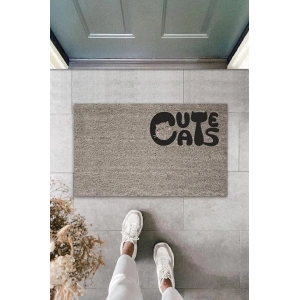 Dijital Baskı Gri Kedili Cute Cats Dekoratif Kapı Paspası K-2063