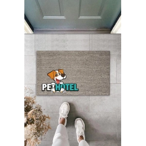 Dijital Baskı Gri Köpekli Pet Hotel Dekoratif Kapı Paspası K-2027