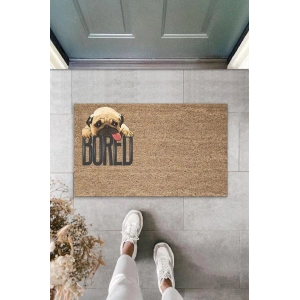 Dijital Baskı Kahverengi Bored Köpekli Dekoratif Kapı Paspası K-2080