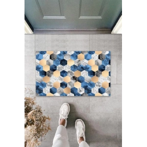 Dijital Baskı Mavi Petek Kapı Paspası K-3091